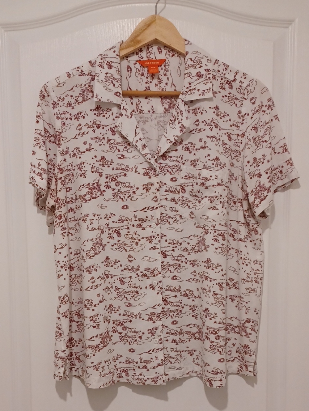Joe Fresh White Short-Sleeve Desert Print Shirt
